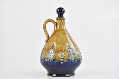 Lot 1213 - ROYAL DOULTON; a Lambeth flask, height 20cm.