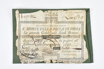 Lot 632 - A late 18th century Italian promissory note...