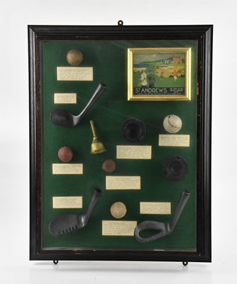Lot 1518 - A golf collector's diorama, 57 x 45cm, framed...