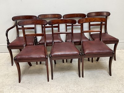 Lot 111 - A near set of seven Regency mahogany dining...