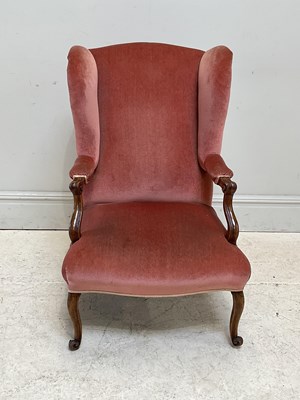 Lot 163 - An 18th century style mahogany framed wingback...