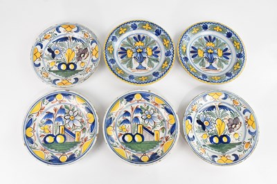 Lot 1695 - Three pairs of 18th century tin glazed...
