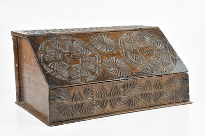 Lot 305 - A 17th / 18th century carved oak clerk's box,...