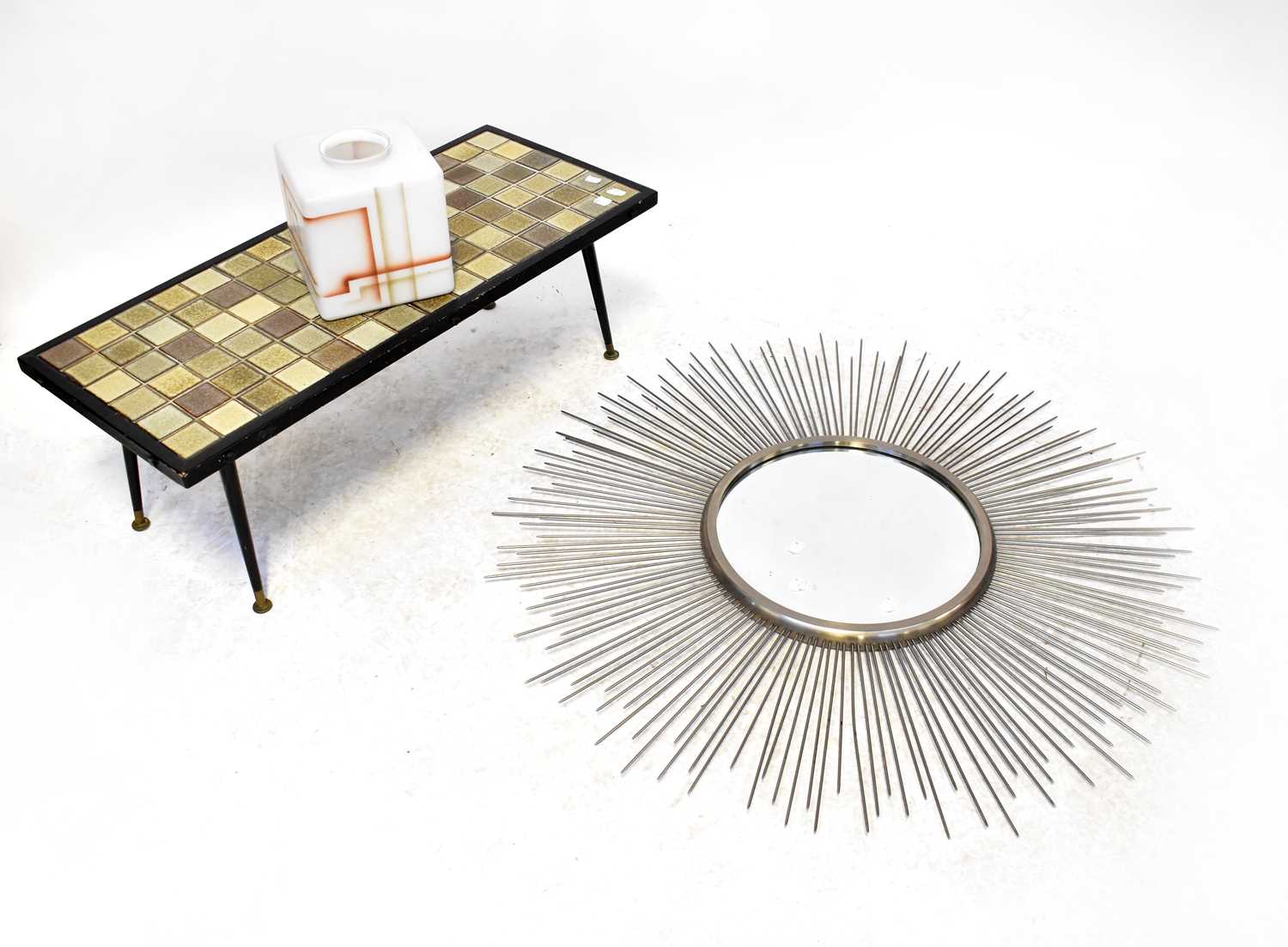 Lot 79 - A modern metal circular sunburst-type mirror,...