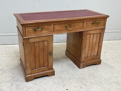 Lot 134 - A late Victorian pine pedestal desk, on plinth...