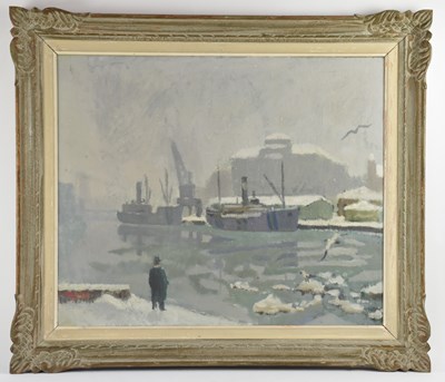 Lot 179 - UNATTRIBUTED; oil on board, harbour scene,...