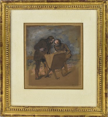 Lot 173 - ANTONIN PROUST?; watercolour, two men...