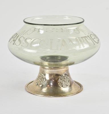 Lot 1107 - A George V hallmarked silver mounted green...