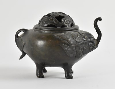 Lot 1046 - A 19th century Chinese bronze incense burner,...