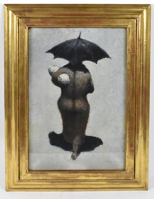 Lot 140 - PARKINSON; oil on board, rear view of woman...