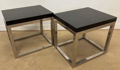 Lot 744 - A pair of chromed occasional tables, with...