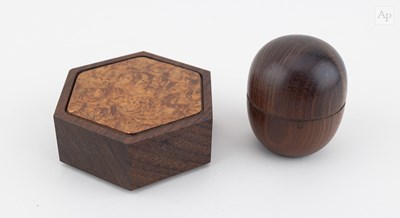 Lot 763 - DESMOND RYAN; a small hexagonal wooden box,...