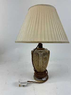 Lot 127 - A gilt decorated glass table lamp with...