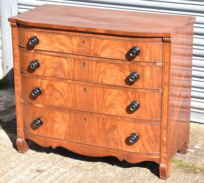 Lot 15 - A 19th century mahogany bowfronted chest of...