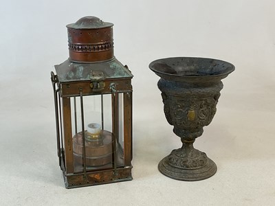 Lot 311 - A cast brass ornately decorated pedestal...