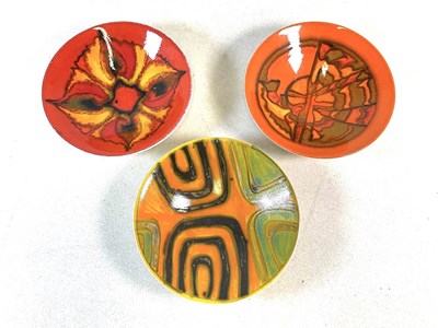 Lot 354 - POOLE POTTERY; three shape 57 conical bowls,...