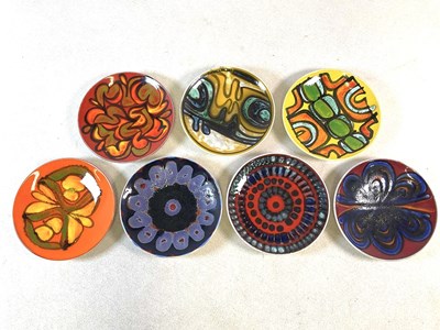 Lot 345 - POOLE POTTERY; seven shape 3 Delphis plates,...