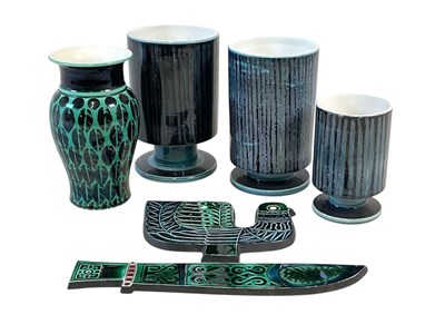 Lot 353 - ROBERT JEFFERSON, POOLE POTTERY; three Bokhara...