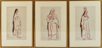 Lot 184 - EGYPTIAN SCHOOL; three watercolour portraits...