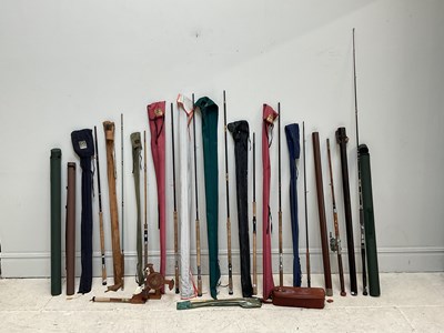 Lot 1440 - A collection of nine fishing rods, various...
