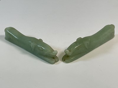 Lot 17 - A pair of Chinese jadeite scholar's rests of...