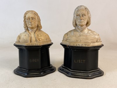 Lot 334 - A pair of early 20th century plaster busts,...