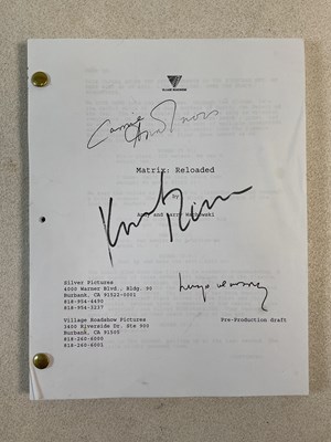 Lot 494 - MATRIX RELOADED; a pre-production draft script,...