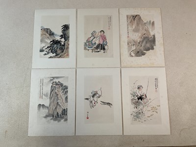 Lot 20 - A set of five Chinese prints, three landscapes,...
