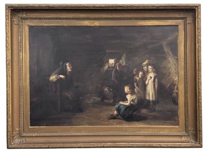 Lot 123 - M KELLOCK; a large oil on canvas, interior...