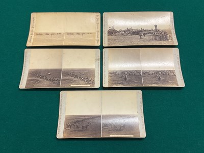 Lot 194 - Five 19th century stereographs, five farming...