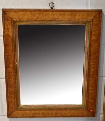 Lot 100 - A 19th century maple framed rectangular wall...