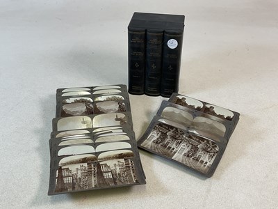 Lot 203 - A triple 'book' boxed set of stereograph cards,...