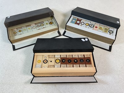 Lot 210 - Three boxed sets of prepared microscope slides...