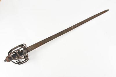 Lot 1333 - A Continental basket hilt sword, the blade...