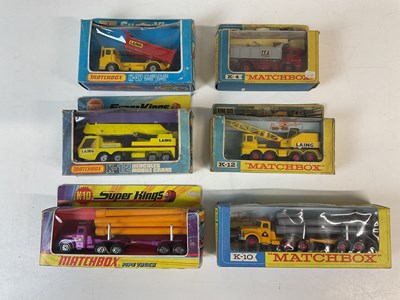 Lot 11 - MATCHBOX SUPERKINGS; two K-10 pipe trucks, one...