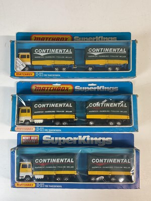 Lot 52 - MATCHBOX SUPERKINGS; three K-21 Ford trans...