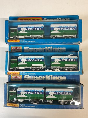 Lot 19 - MATCHBOX SUPERKINGS; three K-21 Ford trans...