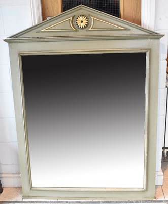 Lot 102 - A decorative green painted wall mirror with...