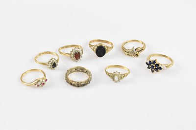 Lot 2434 - A yellow metal diamond set dress ring, set...