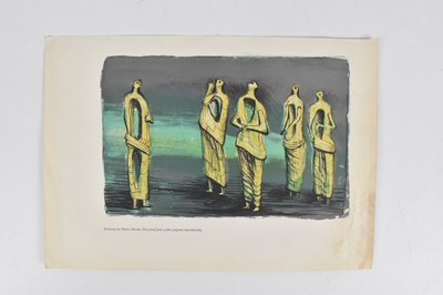 Lot 575 - AFTER HENRY MOORE; colour print, standing...