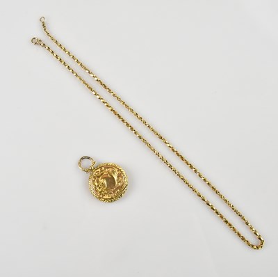 Lot 1144 - A Victorian yellow metal box link chain,...