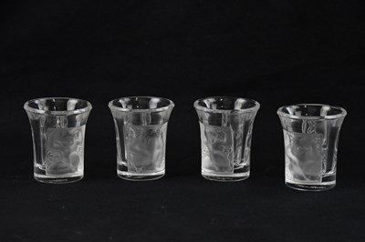 Lot 1960 - LALIQUE; a set of four 'Enfants' pattern shot...