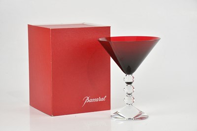 Lot 1981 - BACCARAT; a red Vega martini glass, height...