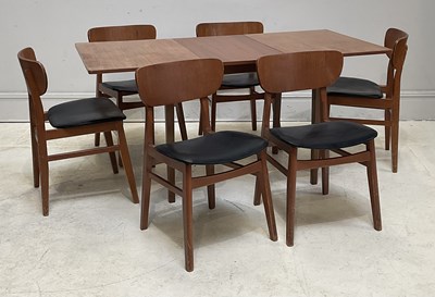 Lot 16 - A mid century teak extending dining table,...