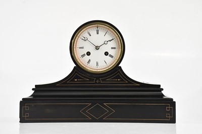 Lot 387 - A Victorian slate mantel clock with gilt...