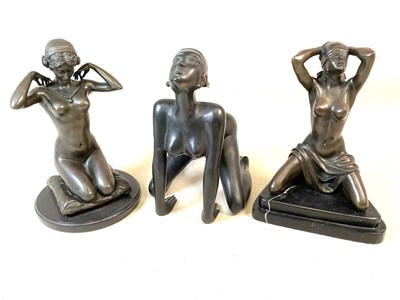 Lot 332 - A trio of contemporary bronze figures of...