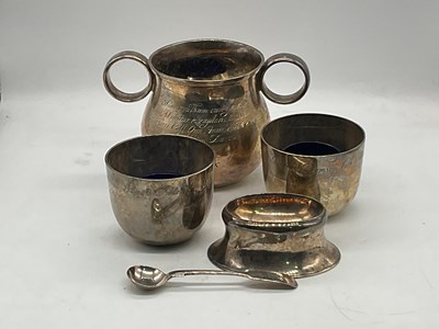 Lot 533 - A George V hallmarked silver twin handled...