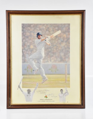 Lot 1415 - MIKE ATHERTON; a signed print, 'To Robert and...