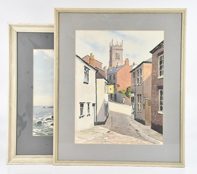 Lot 1158 - Two watercolours, one village scene, the other...