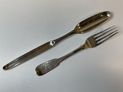 Lot 544 - A William IV hallmarked silver dessert fork,...
